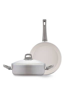 Crystal 3 Parça Tencere Tava Seti Bej - 3