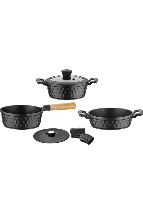 Diamond 5 Parça Yanmaz Yapışmaz Elmas Midi Set - 2