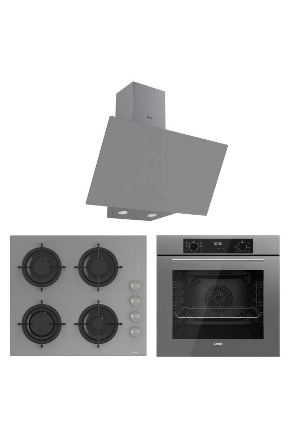 Flowart Lumora Plus Gri 3lü Ankastre Set ( QBL63CPR-CS208-D079 ) - 1