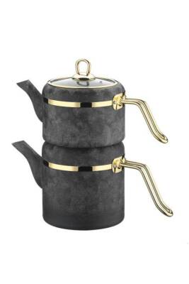 Royal Stone Yanmaz Yapışmaz Taş Dokulu Granit Takım Çaydanlık Kum Taşı-altın