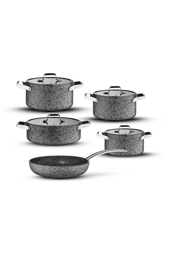 Stone-h 9 Parça Çizilmez Yanmaz Yapışmaz Indüksiyon Tencere Seti - 1